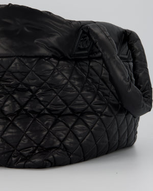 Chanel Black Coco Cocoon Reversible Tote Bag In Nylon with Silver Hardware