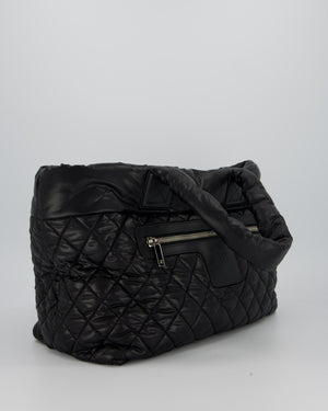 Chanel Black Coco Cocoon Reversible Tote Bag In Nylon with Silver Hardware
