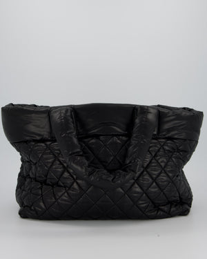 Chanel Black Coco Cocoon Reversible Tote Bag In Nylon with Silver Hardware