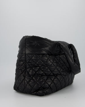 Chanel Black Coco Cocoon Reversible Tote Bag In Nylon with Silver Hardware