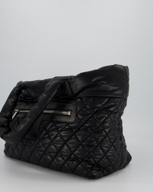 Chanel Black Coco Cocoon Reversible Tote Bag In Nylon with Silver Hardware