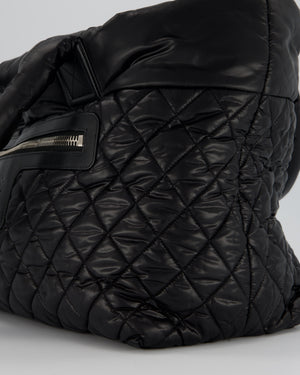 Chanel Black Coco Cocoon Reversible Tote Bag In Nylon with Silver Hardware