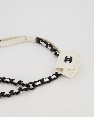 Chanel AirPods Case Chain Belt in White Caviar Leather with So Black Hardware