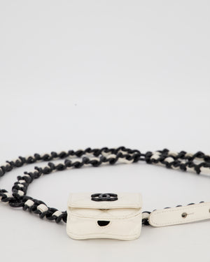 Chanel AirPods Case Chain Belt in White Caviar Leather with So Black Hardware