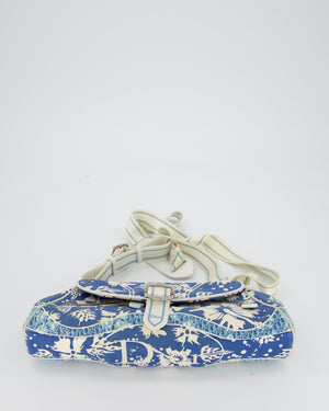 Christian Dior Vintage Surf Chick Shoulder Bag In Blue Canvas with Floral Details