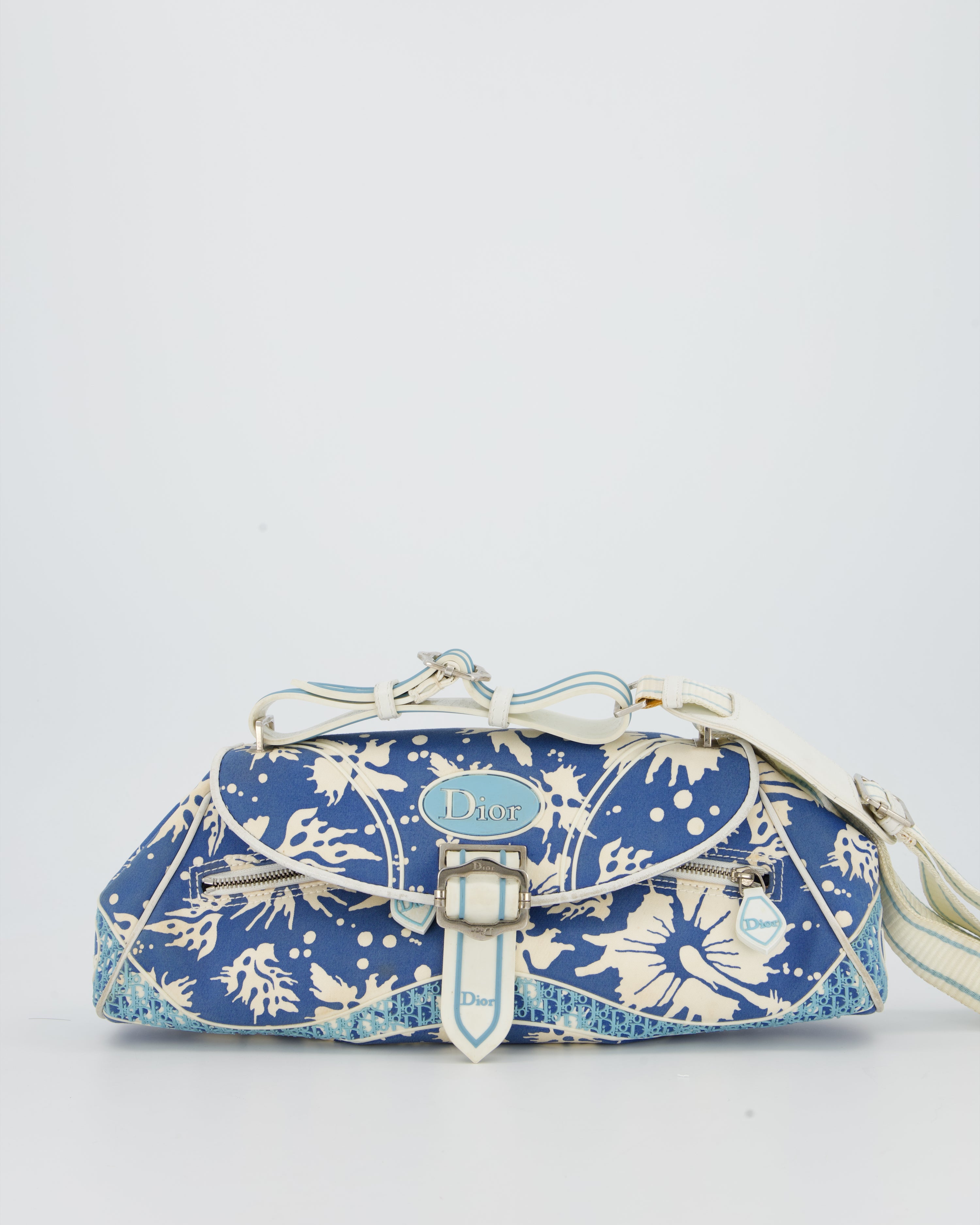 Christian Dior Vintage Surf Chick Shoulder Bag In Blue Canvas with