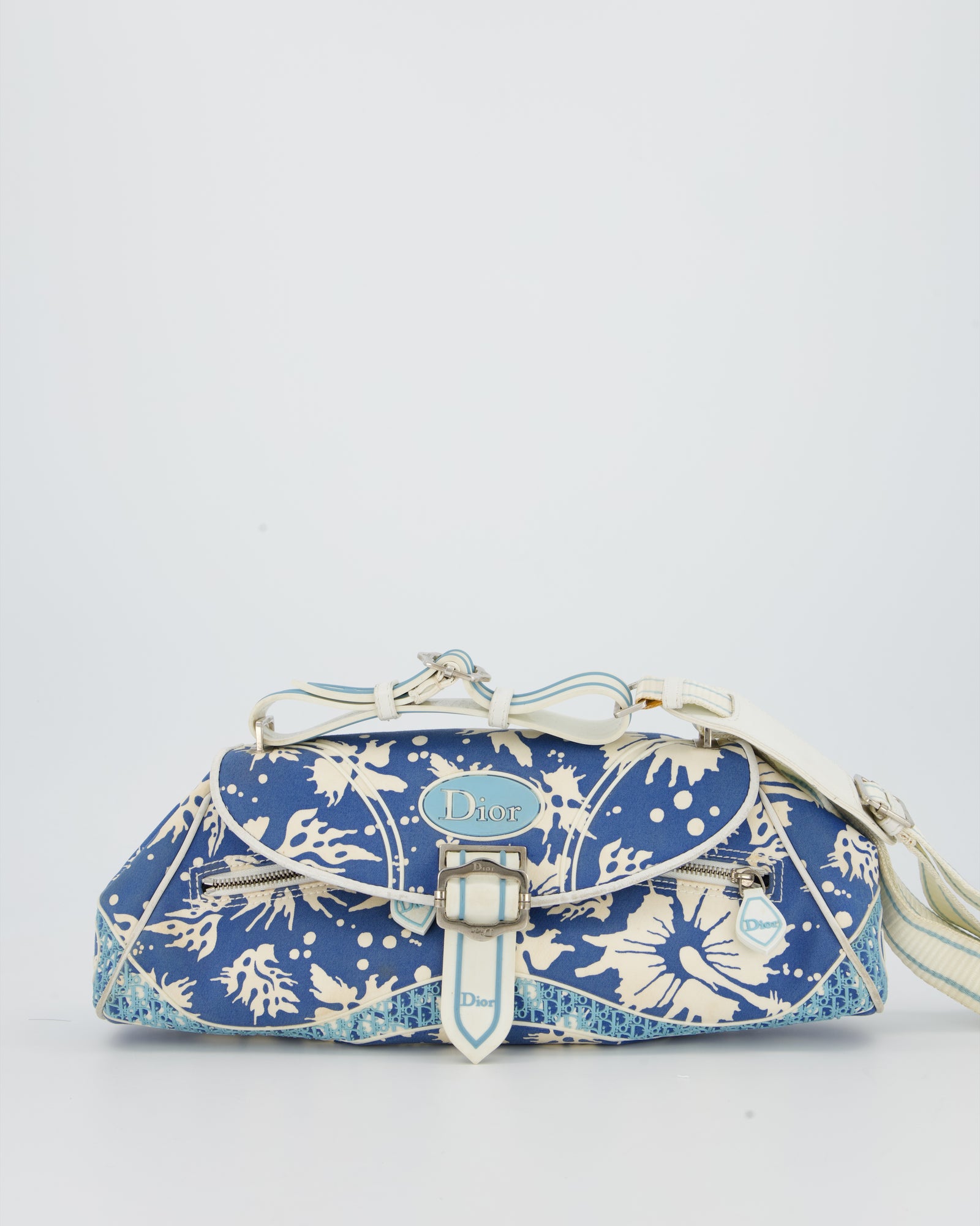 Christian Dior Vintage Surf Chick Shoulder Bag In Blue Canvas with