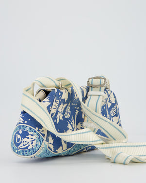 Christian Dior Vintage Surf Chick Shoulder Bag In Blue Canvas with Floral Details