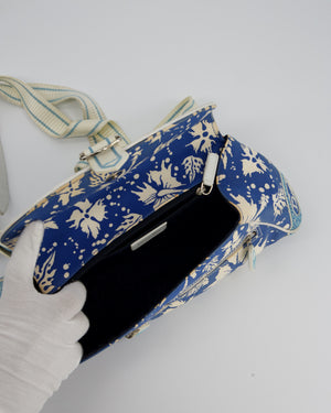 Christian Dior Vintage Surf Chick Shoulder Bag In Blue Canvas with Floral Details