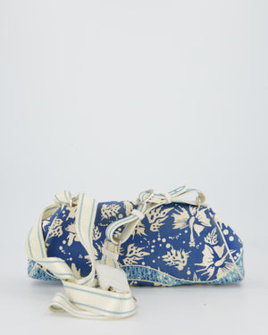 Christian Dior Vintage Surf Chick Shoulder Bag In Blue Canvas with Floral Details