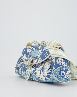 Christian Dior Vintage Surf Chick Shoulder Bag In Blue Canvas with Floral Details