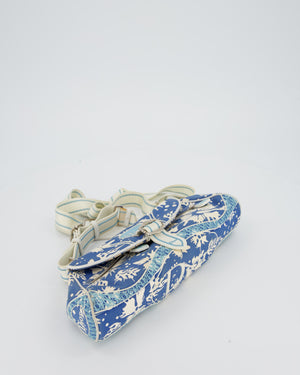 Christian Dior Vintage Surf Chick Shoulder Bag In Blue Canvas with Floral Details