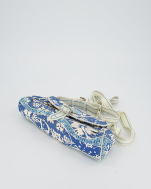 Christian Dior Vintage Surf Chick Shoulder Bag In Blue Canvas with Floral Details