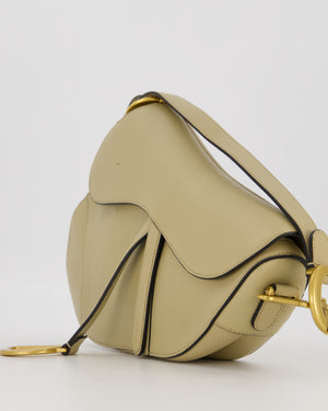 Christian Dior Medium Saddle Bag in Sage Grained Goatskin Leather with Gold Hardware