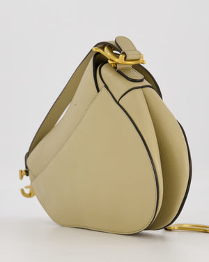 Christian Dior Medium Saddle Bag in Sage Grained Goatskin Leather with Gold Hardware