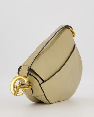Christian Dior Medium Saddle Bag in Sage Grained Goatskin Leather with Gold Hardware