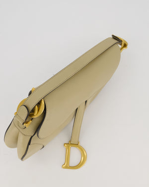 Christian Dior Medium Saddle Bag in Sage Grained Goatskin Leather with Gold Hardware