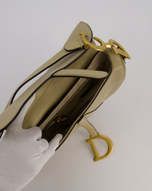 Christian Dior Medium Saddle Bag in Sage Grained Goatskin Leather with Gold Hardware