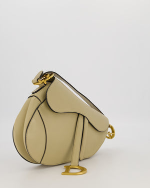 Christian Dior Medium Saddle Bag in Sage Grained Goatskin Leather with Gold Hardware