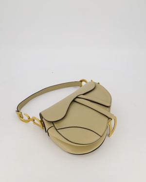 Christian Dior Medium Saddle Bag in Sage Grained Goatskin Leather with Gold Hardware