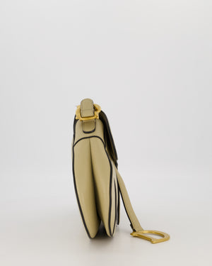 Christian Dior Medium Saddle Bag in Sage Grained Goatskin Leather with Gold Hardware