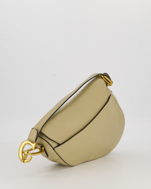 Christian Dior Medium Saddle Bag in Sage Grained Goatskin Leather with Gold Hardware