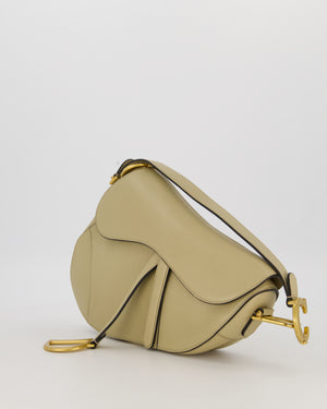 Christian Dior Medium Saddle Bag in Sage Grained Goatskin Leather with Gold Hardware