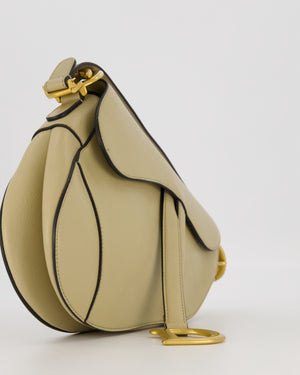 Christian Dior Medium Saddle Bag in Sage Grained Goatskin Leather with Gold Hardware