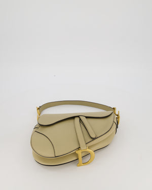 Christian Dior Medium Saddle Bag in Sage Grained Goatskin Leather with Gold Hardware