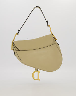 Christian Dior Medium Saddle Bag in Sage Grained Goatskin Leather with Gold Hardware
