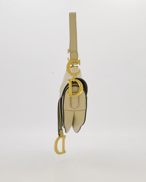 Christian Dior Medium Saddle Bag in Sage Grained Goatskin Leather with Gold Hardware