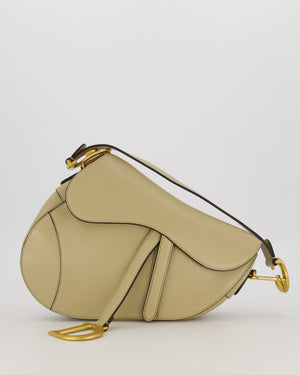 Christian Dior Medium Saddle Bag in Sage Grained Goatskin Leather with Gold Hardware