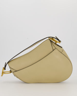 Christian Dior Medium Saddle Bag in Sage Grained Goatskin Leather with Gold Hardware