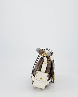 Fendi Zucca Glazed Fabric Baguette Cage bag in Brown and White with Gold Hardware