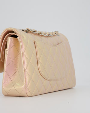 Chanel Iridescent Pink Medium Double Flap Bag In Lambskin Leather With Gold Hardware