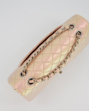 Chanel Iridescent Pink Medium Double Flap Bag In Lambskin Leather With Gold Hardware