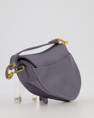 Christian Dior Grey Mini Saddle Bag in Satin with Diamante Crystal Hardware