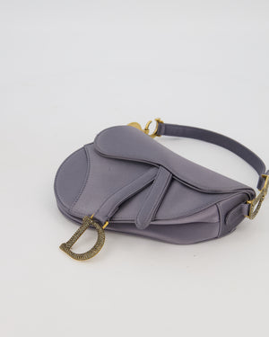 Christian Dior Grey Mini Saddle Bag in Satin with Diamante Crystal Hardware