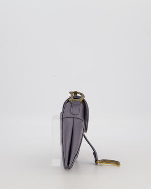 Christian Dior Grey Mini Saddle Bag in Satin with Diamante Crystal Hardware