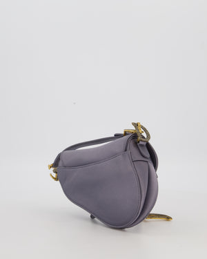 Christian Dior Grey Mini Saddle Bag in Satin with Diamante Crystal Hardware