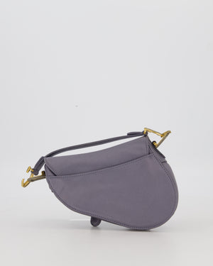 Christian Dior Grey Mini Saddle Bag in Satin with Diamante Crystal Hardware
