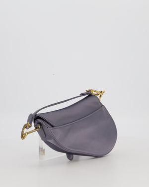 Christian Dior Grey Mini Saddle Bag in Satin with Diamante Crystal Hardware