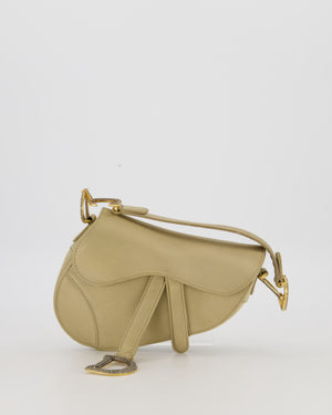 Christian Dior Light Gold Mini Saddle Bag in Satin with Diamante Crystal Hardware