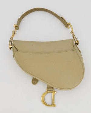 Christian Dior Light Gold Mini Saddle Bag in Satin with Diamante Crystal Hardware