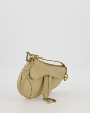 Christian Dior Light Gold Mini Saddle Bag in Satin with Diamante Crystal Hardware