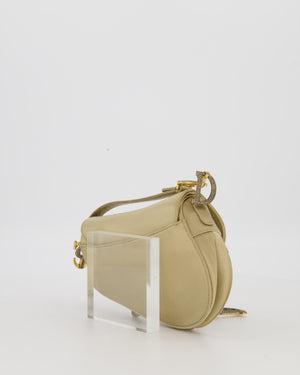 Christian Dior Light Gold Mini Saddle Bag in Satin with Diamante Crystal Hardware