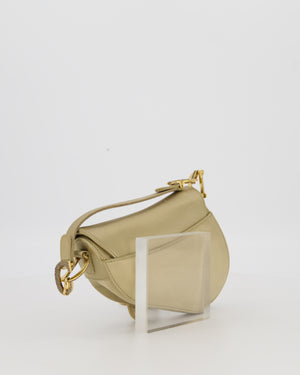 Christian Dior Light Gold Mini Saddle Bag in Satin with Diamante Crystal Hardware