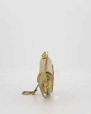 Christian Dior Light Gold Mini Saddle Bag in Satin with Diamante Crystal Hardware