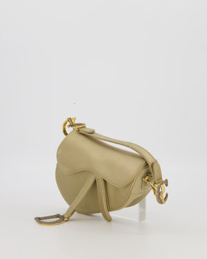 Christian Dior Light Gold Mini Saddle Bag in Satin with Diamante Crystal Hardware