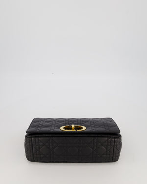 Christian Dior Black Calfskin Leather Caro Bag with Gold Hardware